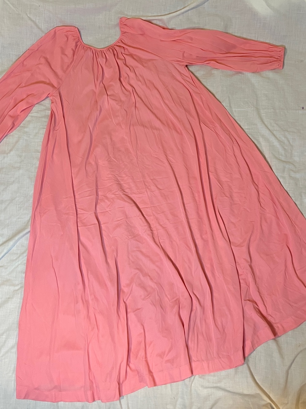 Vintage Nylon Soft Pink Long Sleeve Nightgown